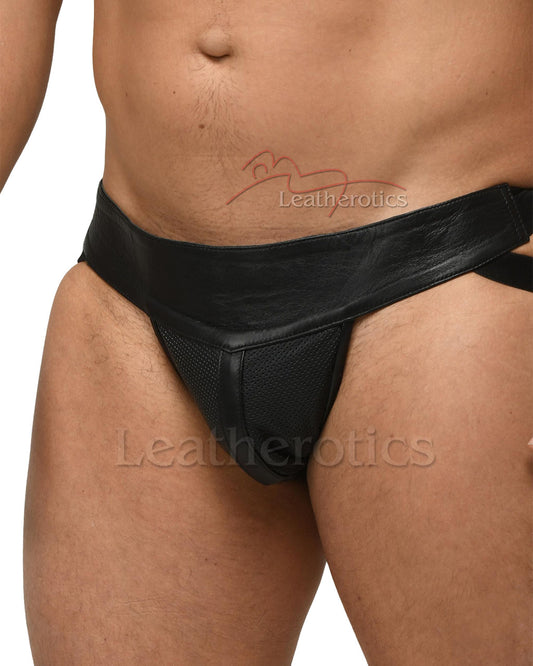 Leather Jock Pouch Perforated 029