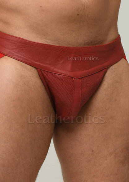 Leather Jock Pouch Perforated 029