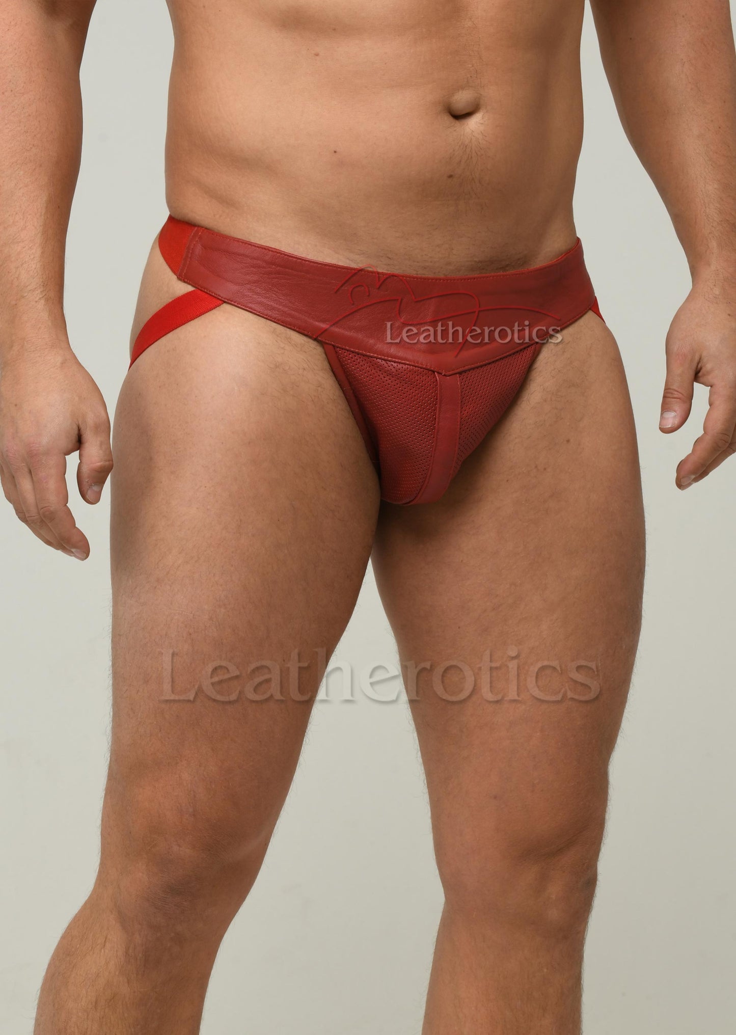 Leather Jock Pouch Perforated 029