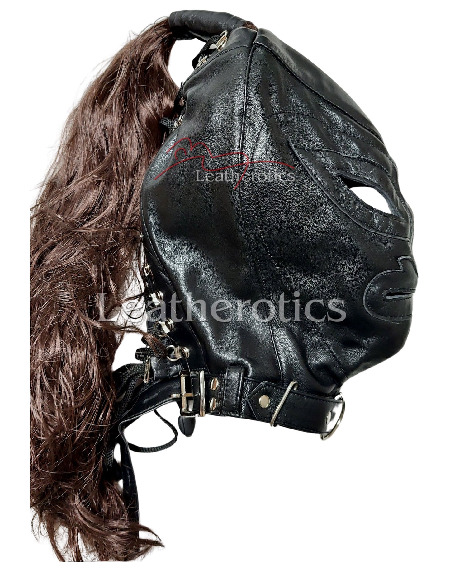 Real Leather Hood Party Slave Mask