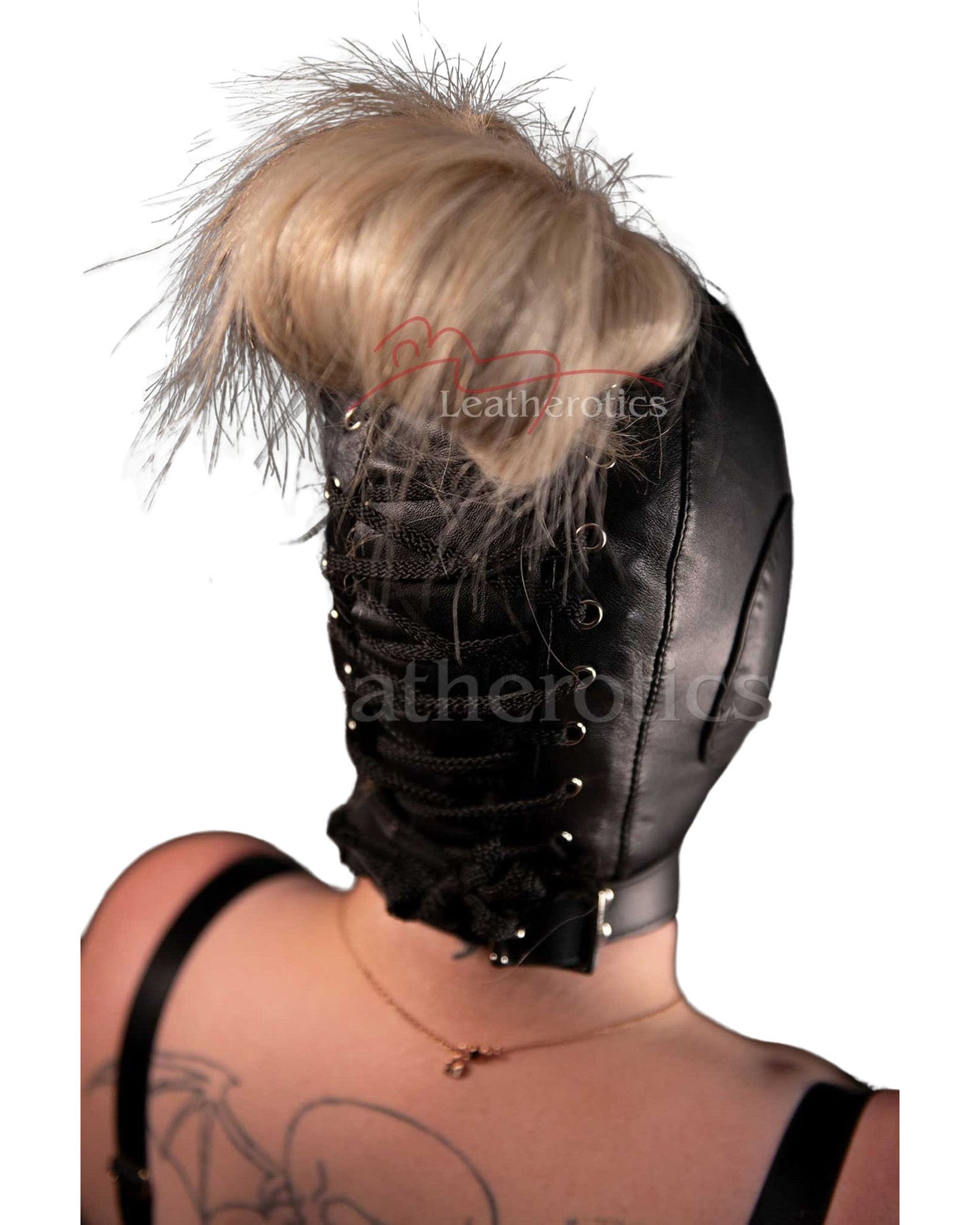 Open Mouth Bondage Leather Hood