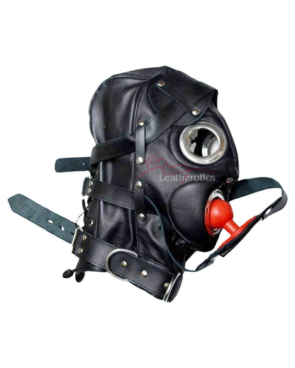 BDSM Leather Hood with Gag