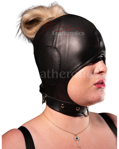 Open Mouth Bondage Leather Hood