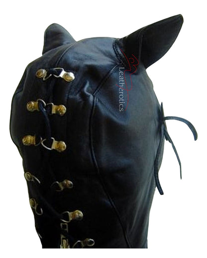 Leather Cat Mask Full Face Hood