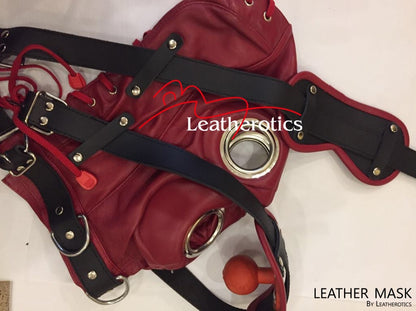 Red Full Grain Leather Mask M6