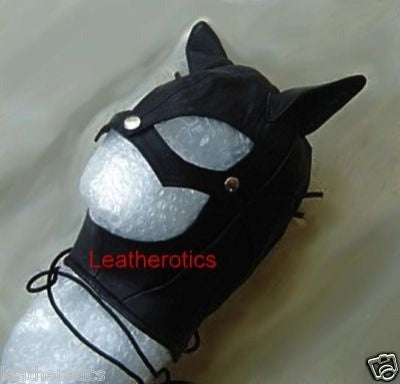 Leather Cat Mask Full Face Hood