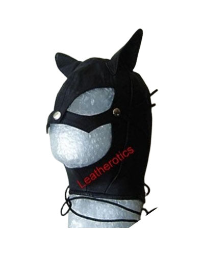 Leather Cat Mask Full Face Hood