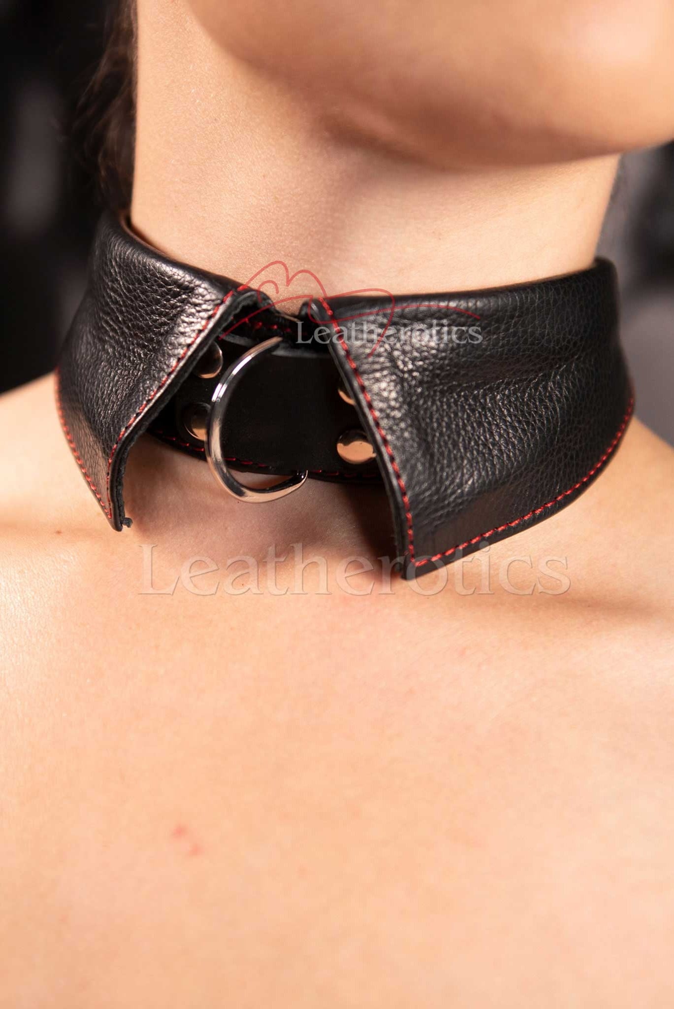 Black Leather Choker Collar