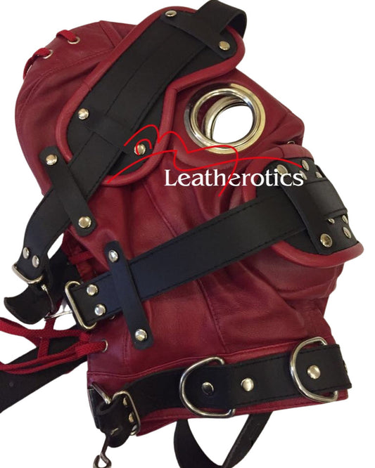 Red Full Grain Leather Mask M6