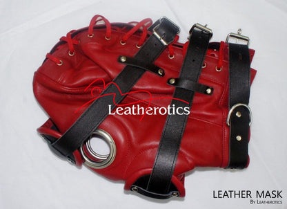 Red Full Grain Leather Mask M6