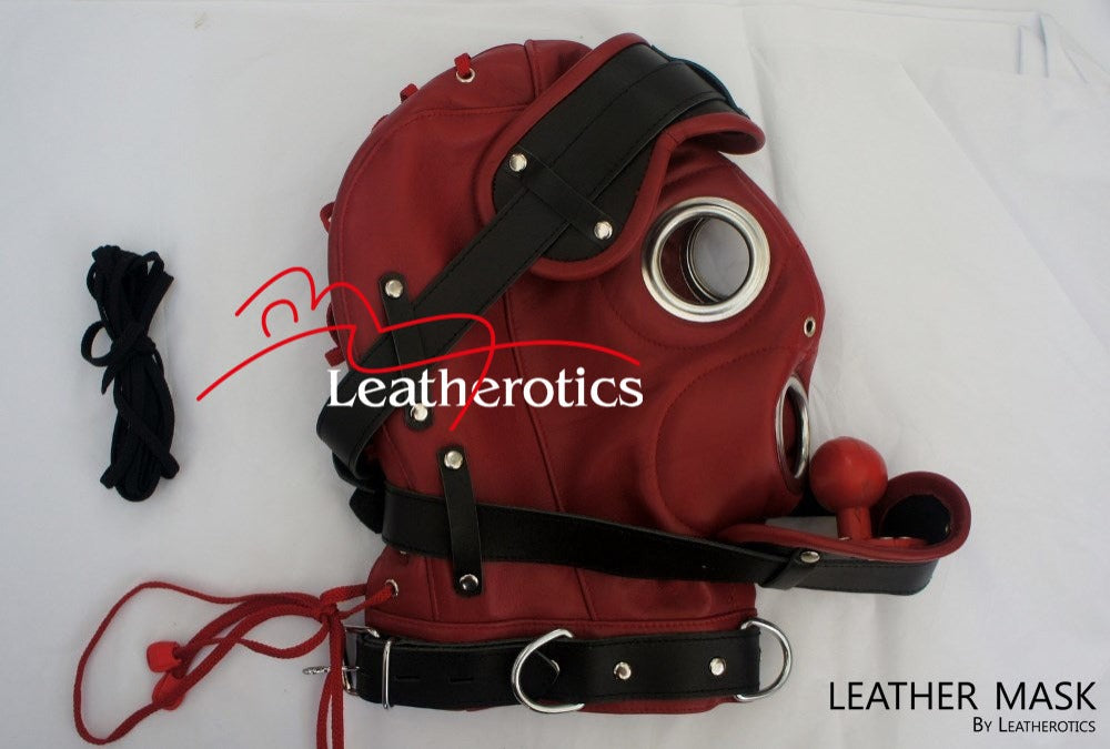 Red Full Grain Leather Mask M6