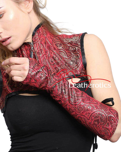 Maroon Shoulder Corset with Gauntlets