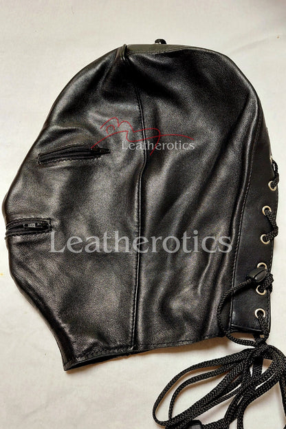 Leather Hood with Zips