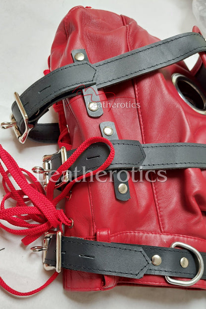 Red Full Grain Leather Mask M6