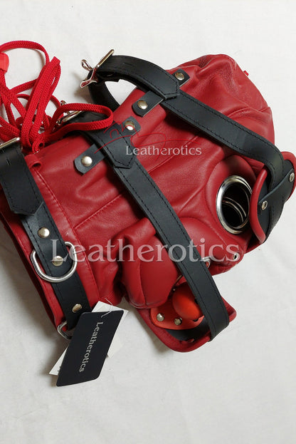 Red Full Grain Leather Mask M6