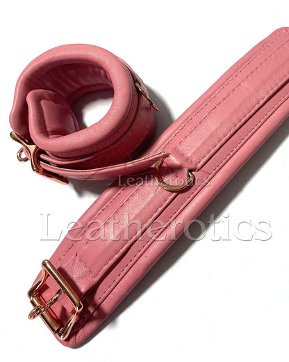 Pink Leather Arm Ankle Cuffs Set