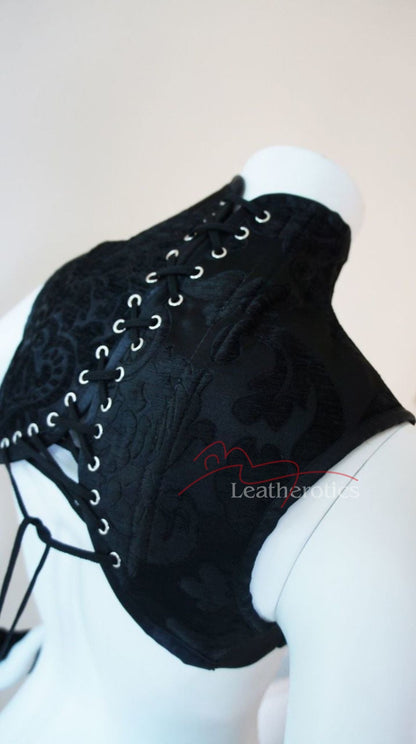 Shoulder Neck Corset Gauntlets Black Set