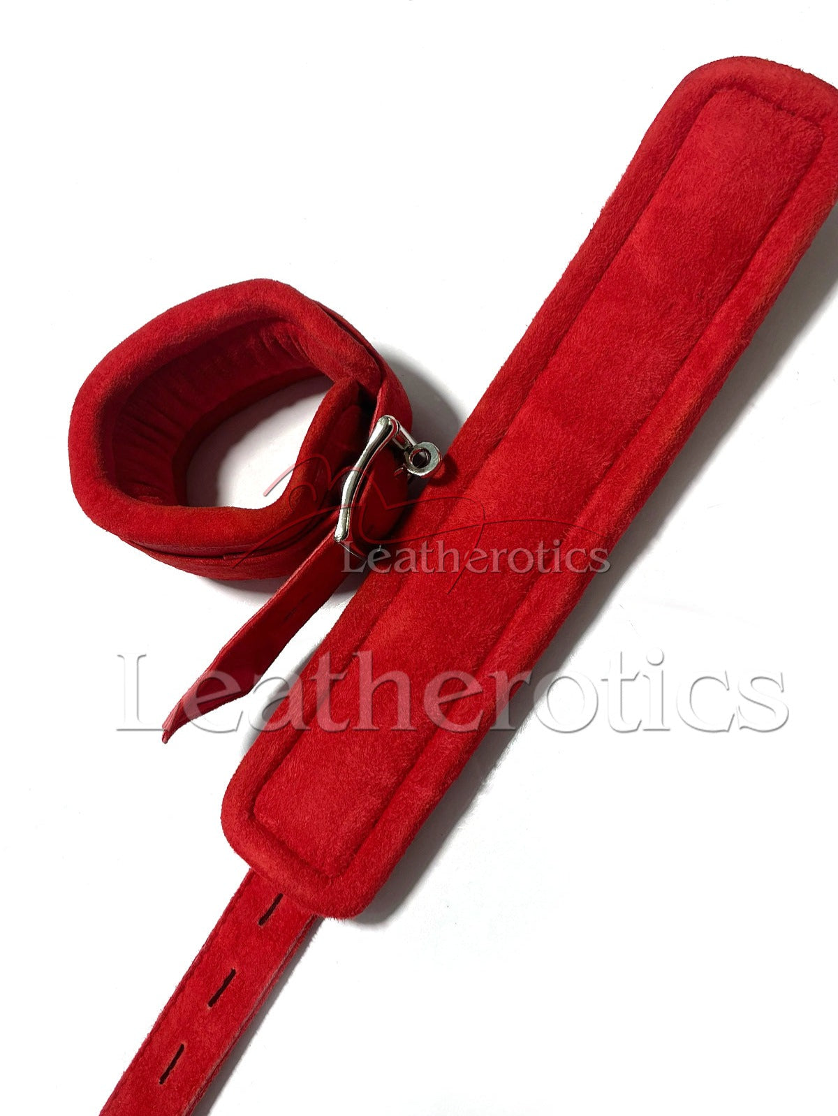 Red Suede Leather Bondage Cuffs