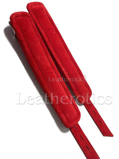 Red Suede Leather Bondage Cuffs