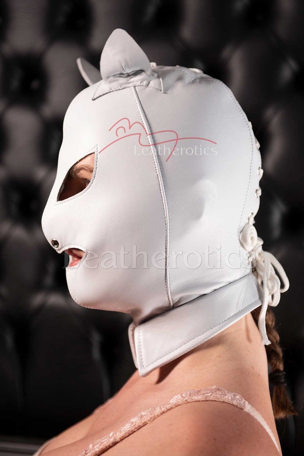 Cat BDSM Mask White Leather