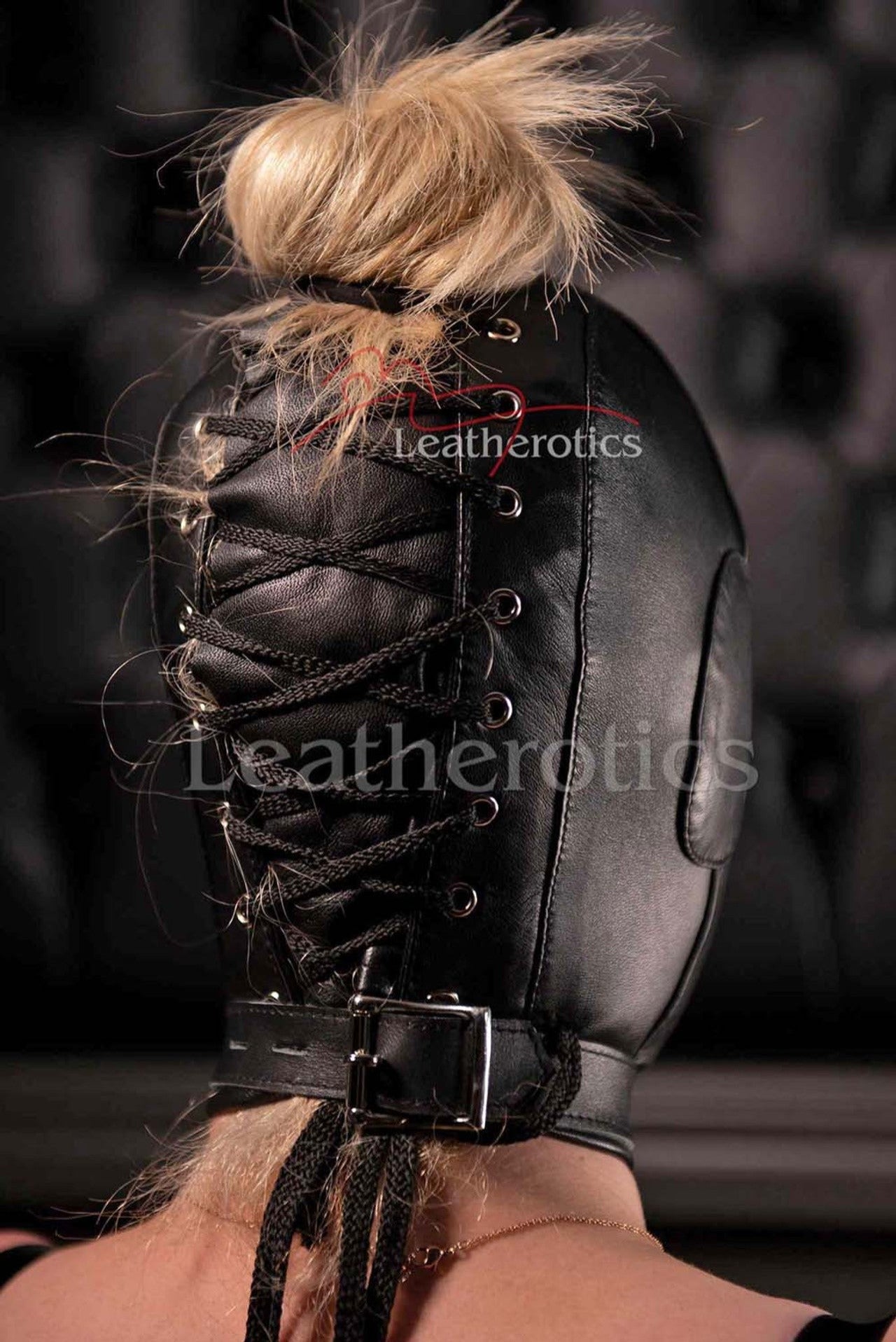 Leather Bondage Hood Silent Play